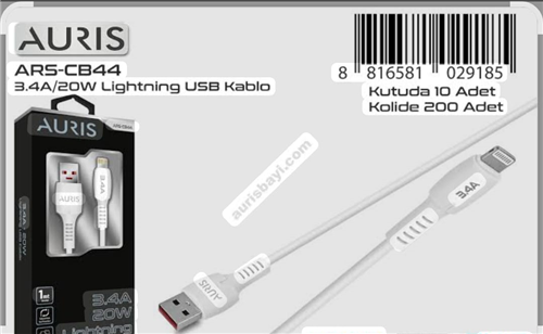 AURIS İPHONE ŞARJ KABLOSU 1M 20W-3.4A  PK:10 